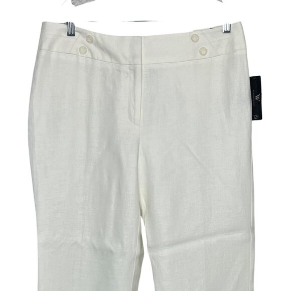 Worthington Linen Pants Trousers Womens 12T Tall White Wide-Leg - Picture 3 of 12